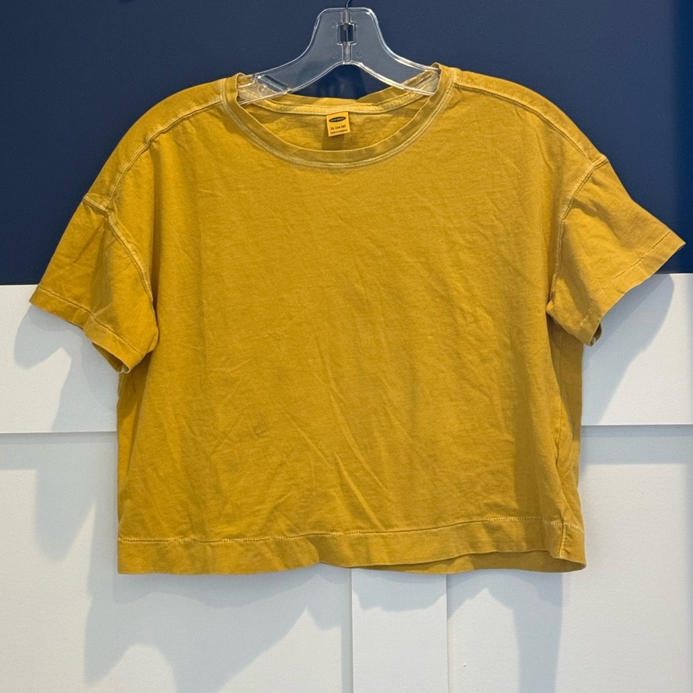 Old Navy Mustard Yellow Kids Short Sleeve Cropped Tee Size XL